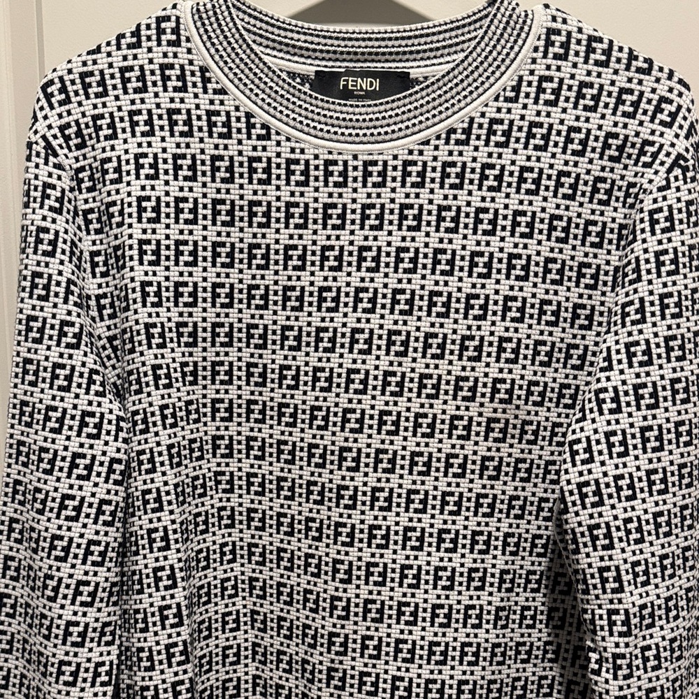 Fendi Monogram Black and White Crewneck Sweater